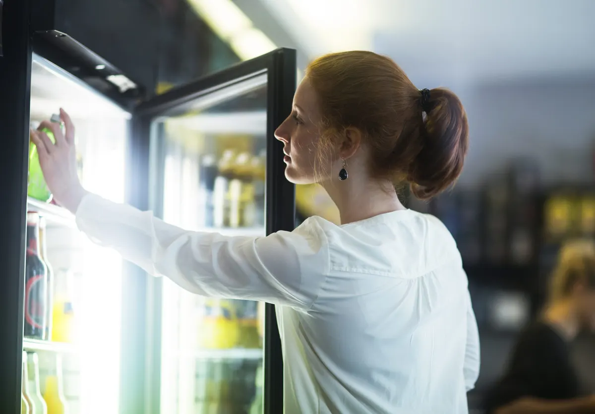 Chilled display cabinet behind the counter of a coffee shop fitted by Fridges Direct