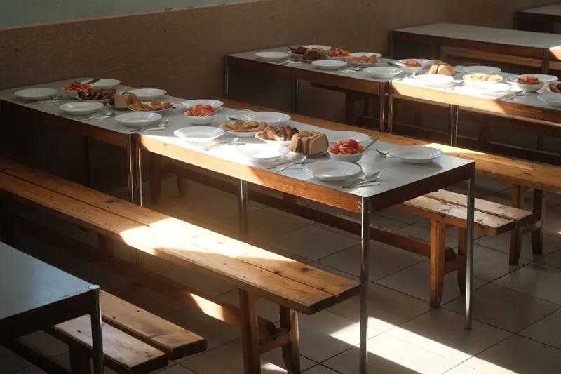 School canteen dining hall served by bulk freezer storage installed by Fridges Direct North Wales